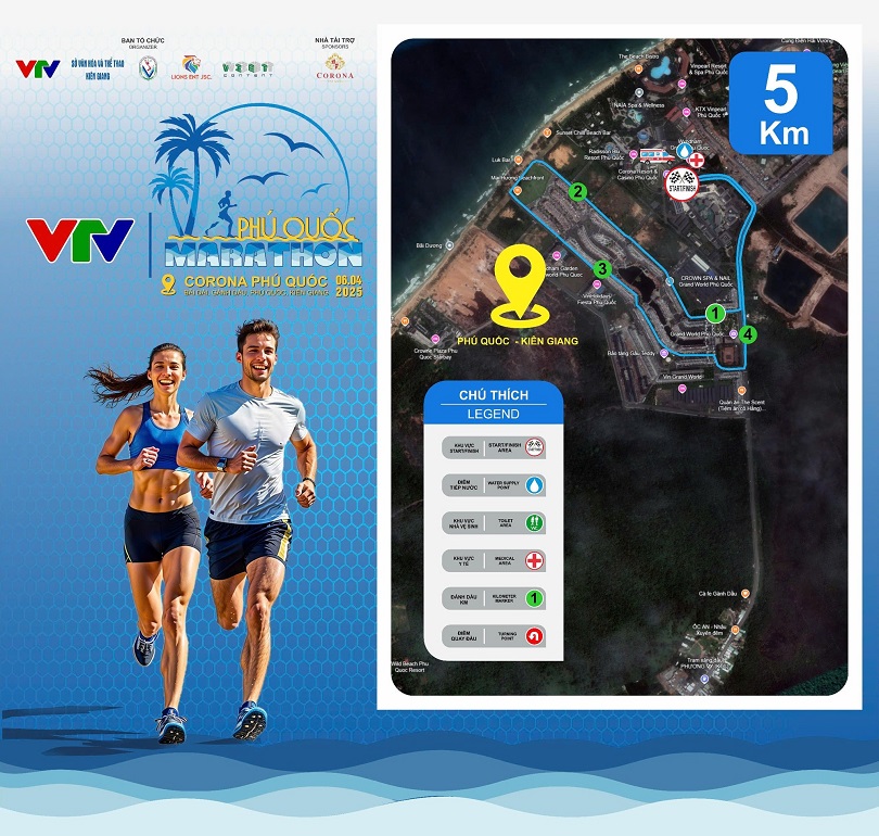 Sơ đồ đường chạy VTV Phú Quốc Marathon 2025 mang đến trải nghiệm Đảo Ngọc trọn vẹn